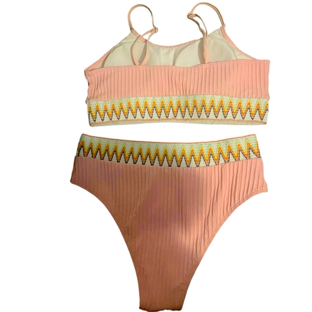 Elerevyo Women's Ribbed High Waist Bikini Swimsuit - Picture 7 of 11